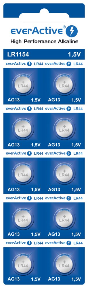 Baterijos everactive lr1154, lr44, ag13, 10 vnt.