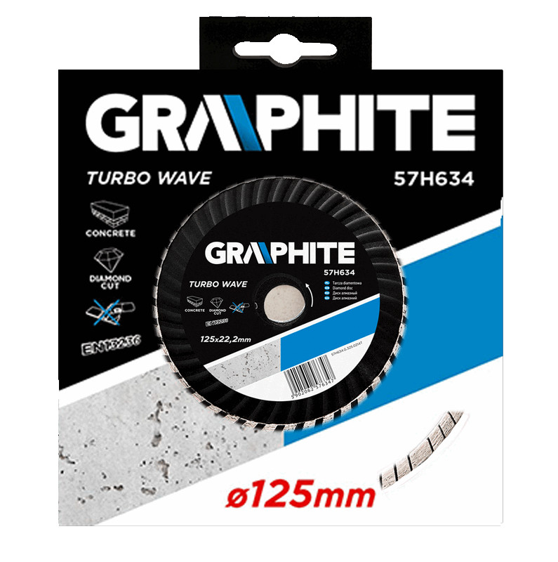 Deimantinis šlifuoklis graphite 125x22,2 mm turbo wave (57h634)