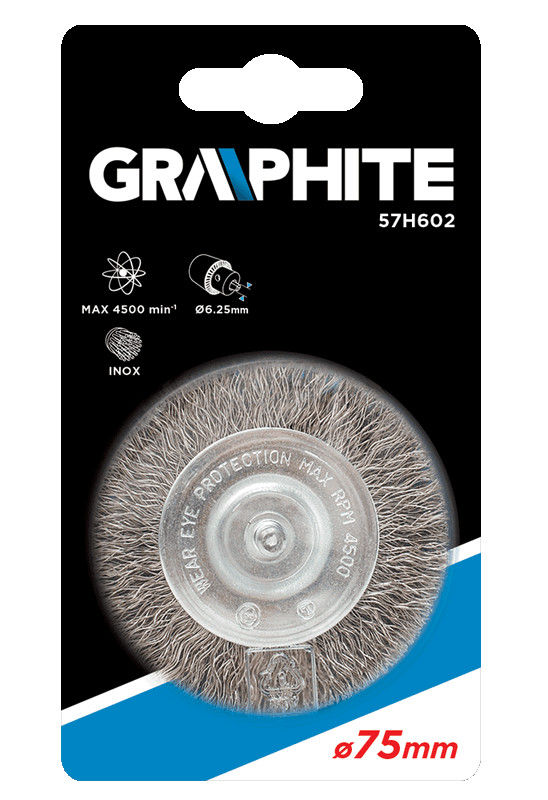 Vielinis diskinis šepetys graphite 75 mm inox (57h602)