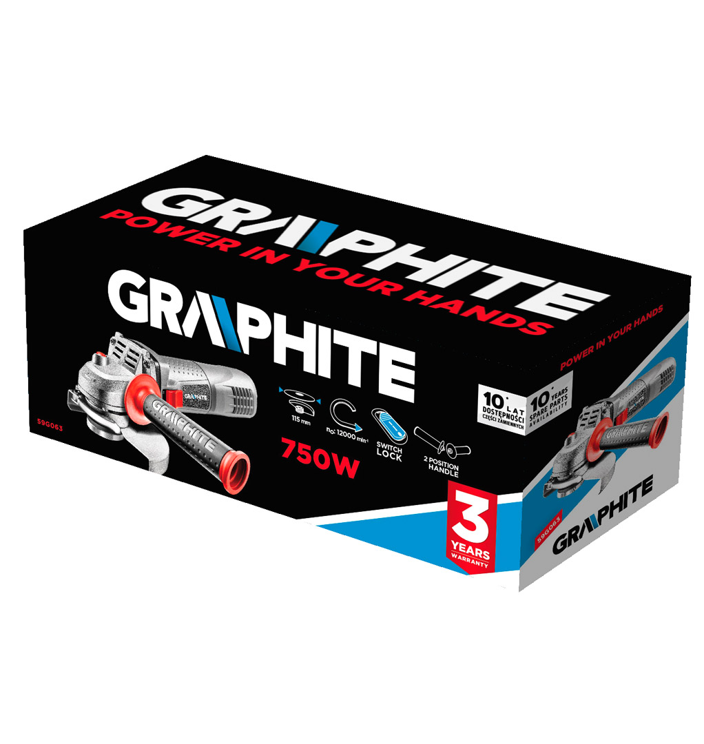 Kampinis šlifuoklis Graphite, 750W, D-115mm
