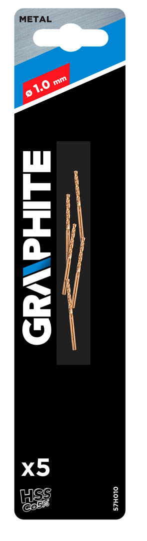 Grąžtas metalui graphite 57h010, 1 mm, 5 vnt.