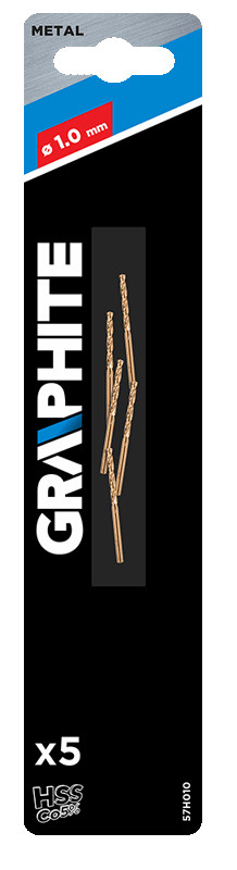Grąžtas metalui graphite 57h010, 1 mm, 5 vnt.