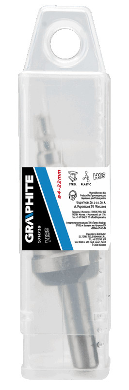 Kūginis pakopinis grąžtas 4-22mm graphite 57h739
