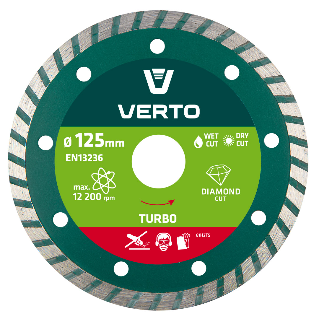 Verto 125x22,2 mm turbo deimantinis diskas - 61h2t5