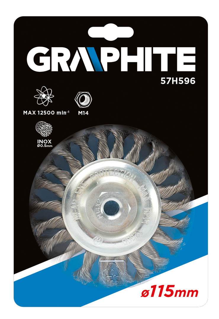 Grafitinis vielinis diskinis šepetys 115mm x m14 inox - 57h596
