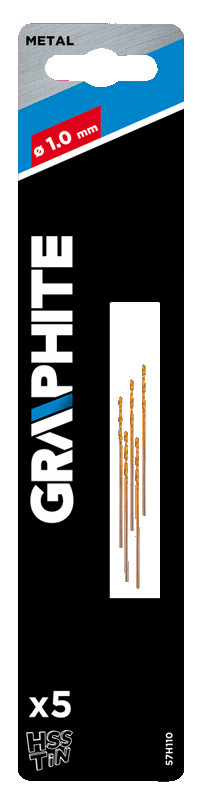 Grąžtas metalui graphite 57h110, 1 mm, 5 vnt.