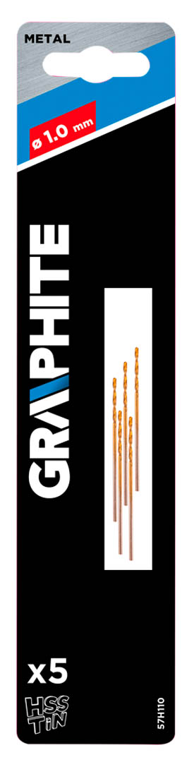Grąžtas metalui graphite 57h110, 1 mm, 5 vnt.