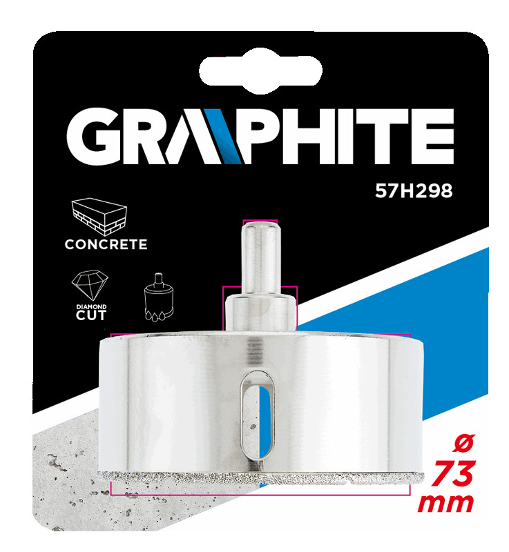 Grafitinis deimantinis skylių pjūklas 73 mm plytelėms 57h298