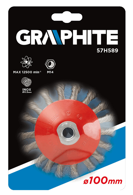 Išlenktas metalinis šepetys graphite 100mm m14 57h589