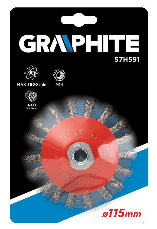 Vielinis šepetys graphite 115 mm m14 inox - 57h591
