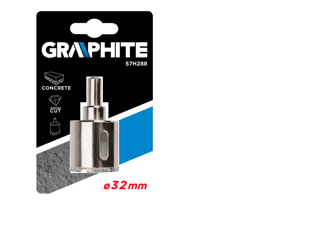 Deimantinis karūninis grąžtas graphite, 32mm, 57h288