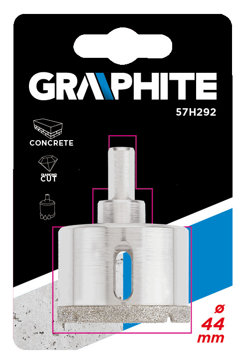 Grafito deimantinis grąžtas 44mm 57h292