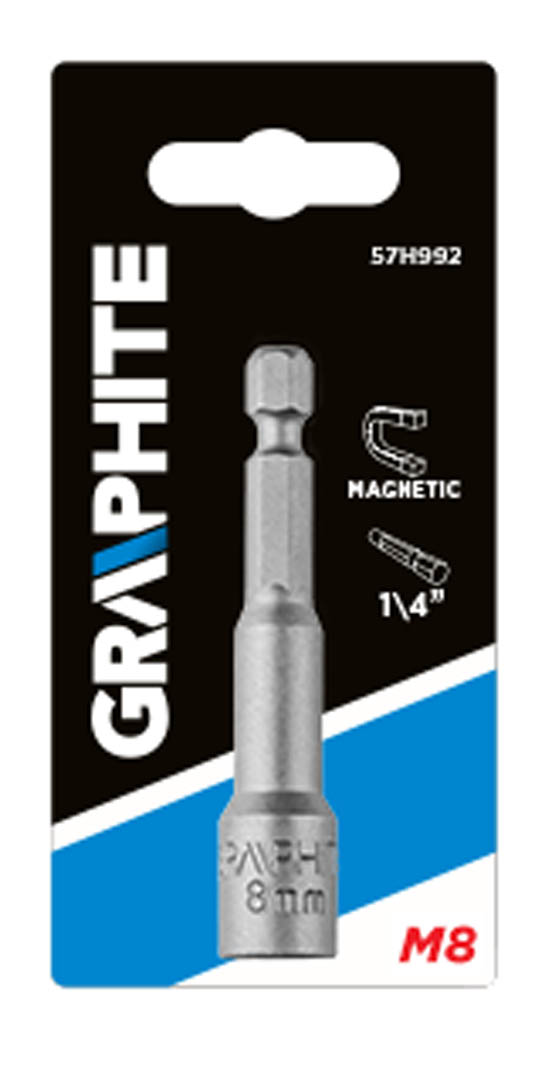 Magnetinis antgalis graphite, 8x65mm, 1/4