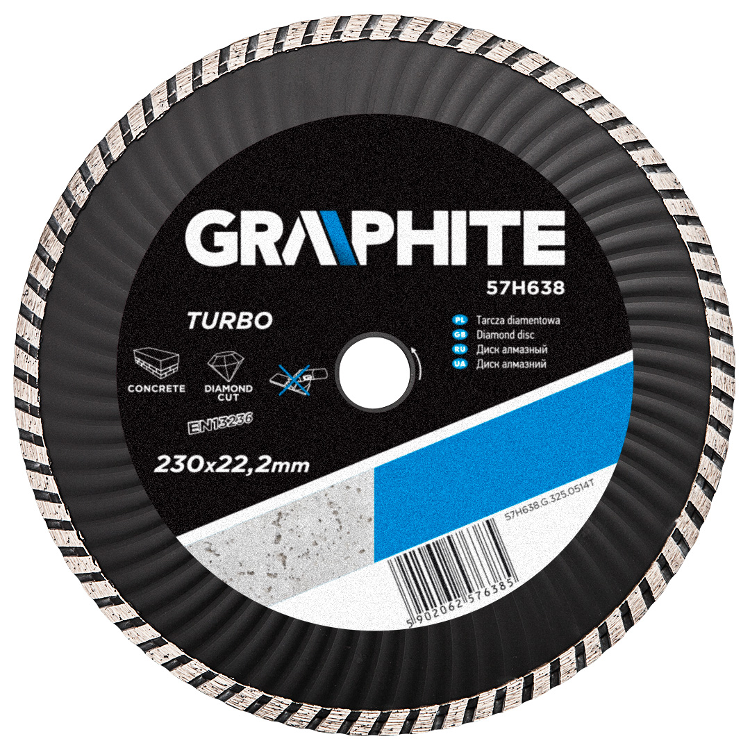 Deimantinis šlifuoklis graphite 230x22.2mm turbo wave 57h638