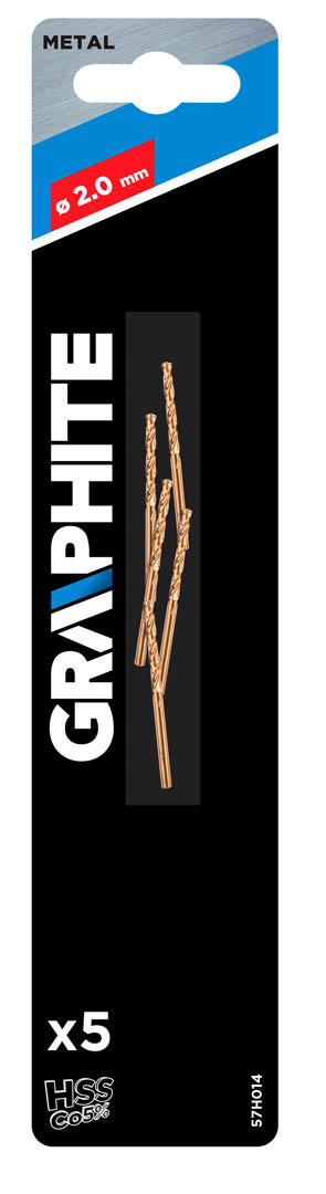 Grąžtas metalui graphite 57h014, 2 mm, 5 vnt.