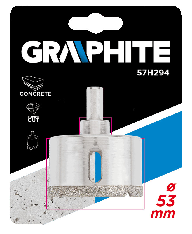 Grafitinis deimantinis grąžtas akmens masės dirbiniams 53 mm (57h294)