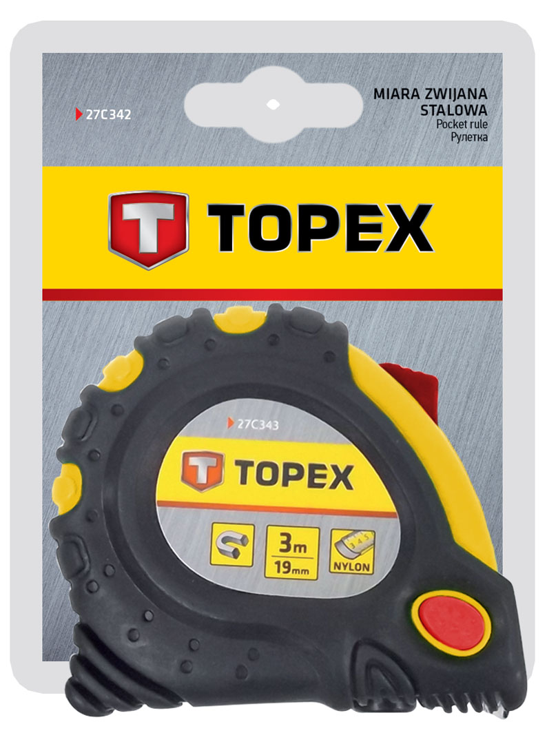 Ruletė su magnetu topex 10m, 32mm