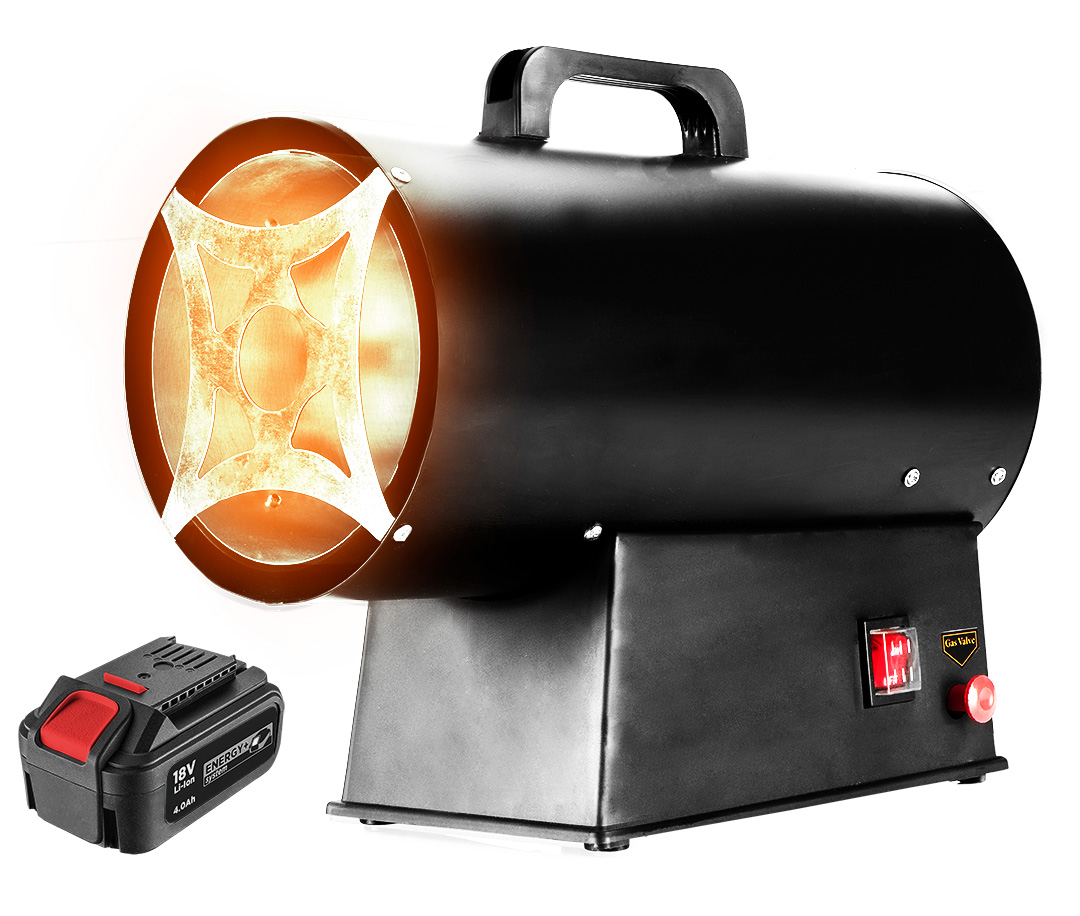 Akumuliatorinis dujinis šildytuvas GRAPHITE 58GE100 15KW, 18V, be baterijos