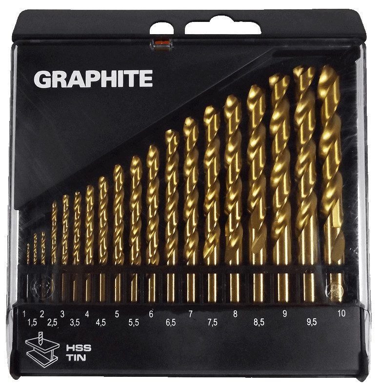 Wiertło do metalu graphite tytanowe walcowe 1,5 2 7 4,5 4 5,5 5 1 3 2,5 3,5 6 10 6,5 7,5 8 8,5 9 9,5mm zestaw (57h199)