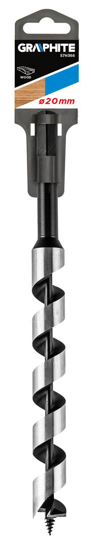 Spiralinis grąžtas medienai graphite 57h366, 20x250 mm