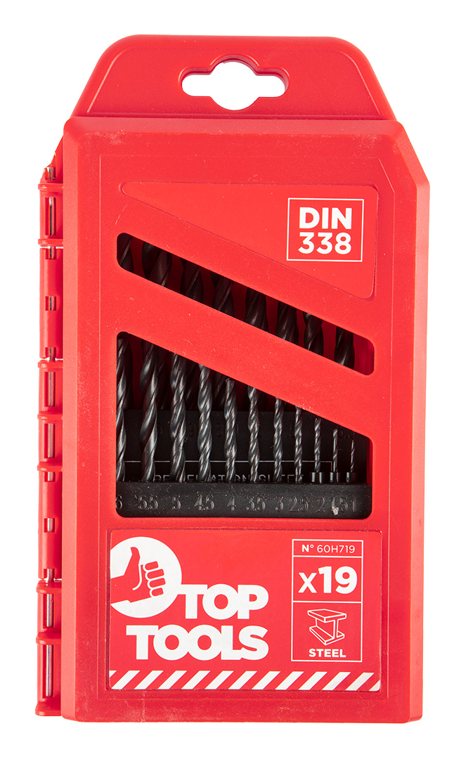 Grąžtai metalui top tools hss 5319, 19 vnt.