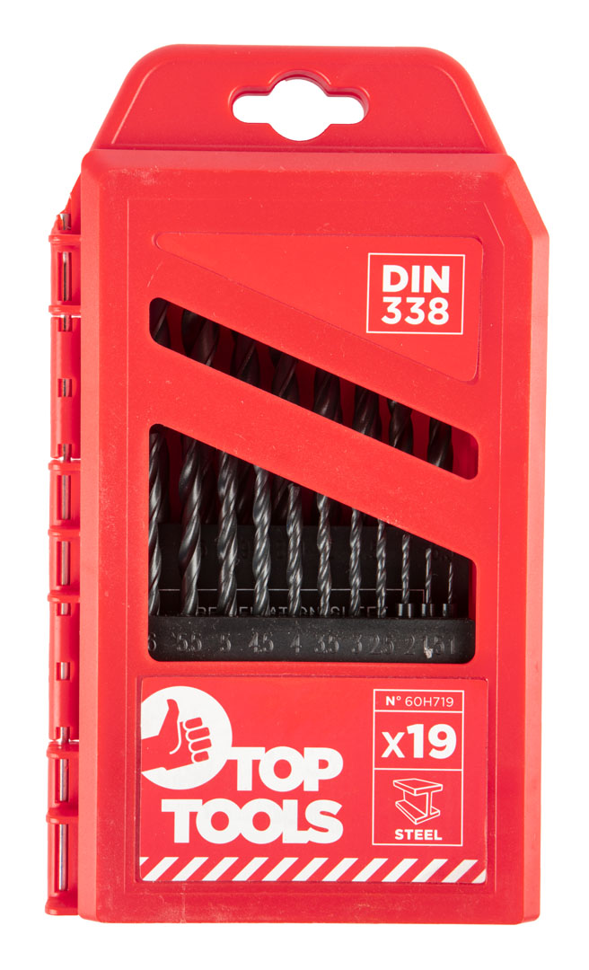Grąžtai metalui top tools hss 5319, 19 vnt.