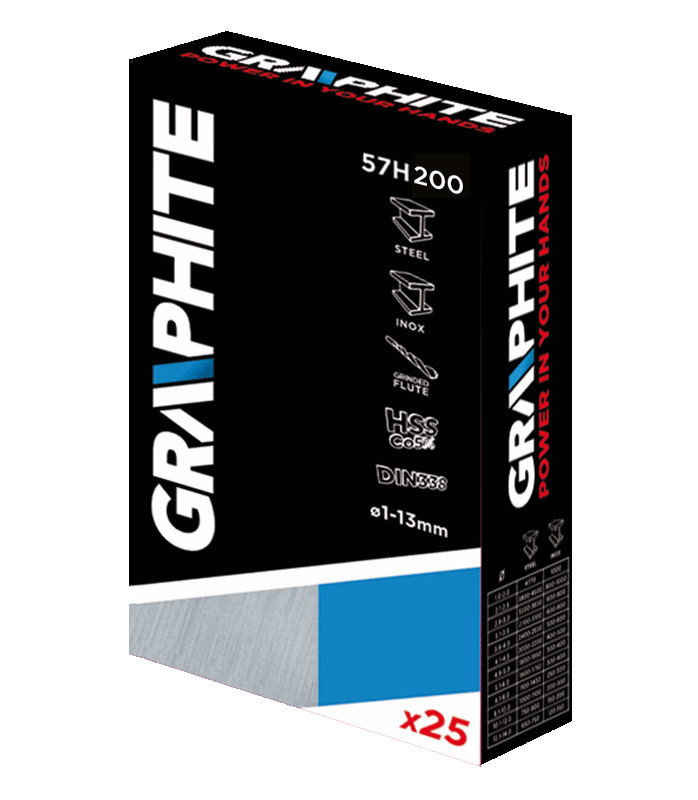 Grąžtų rinkinys metalui graphite 57h200, 25 d.