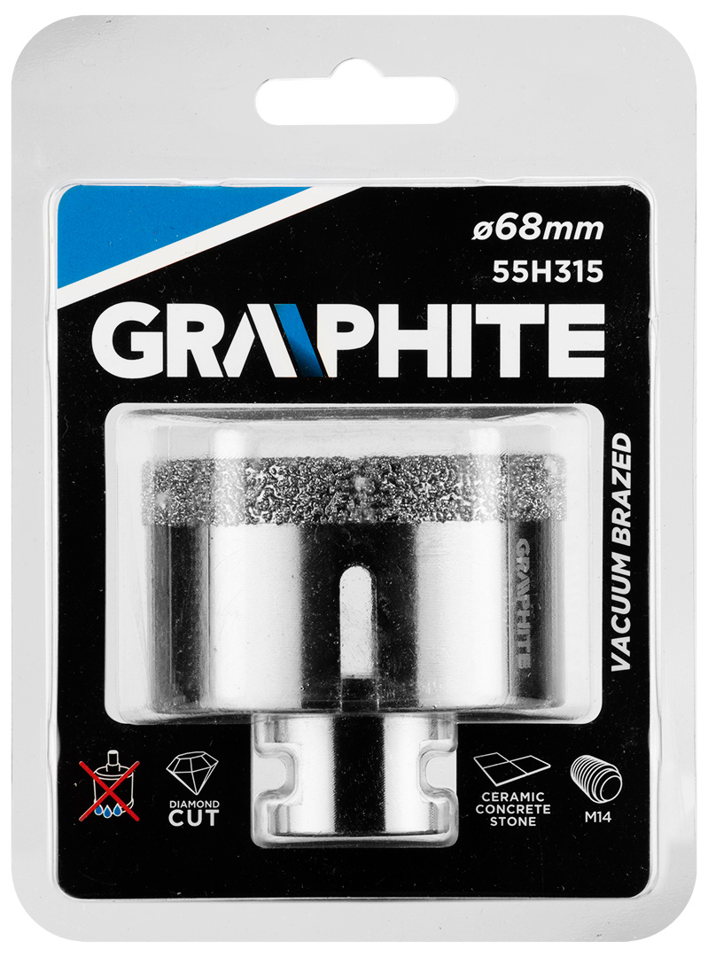 Graphite otwornica diamentowa 68 mm x m14 55h315 graphite