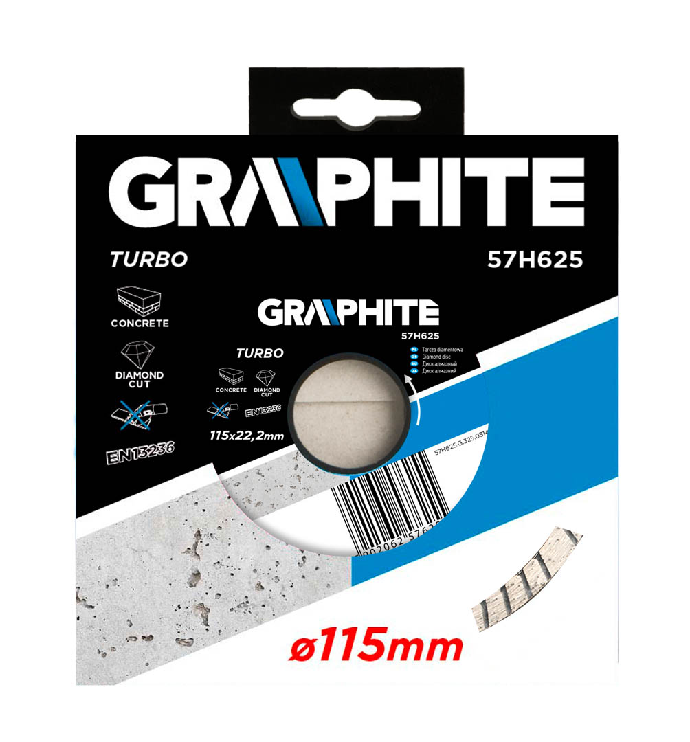 Šlifuoklis graphite 115x22,2mm turbo 57h625