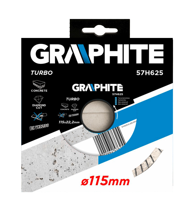 Šlifuoklis graphite 115x22,2mm turbo 57h625
