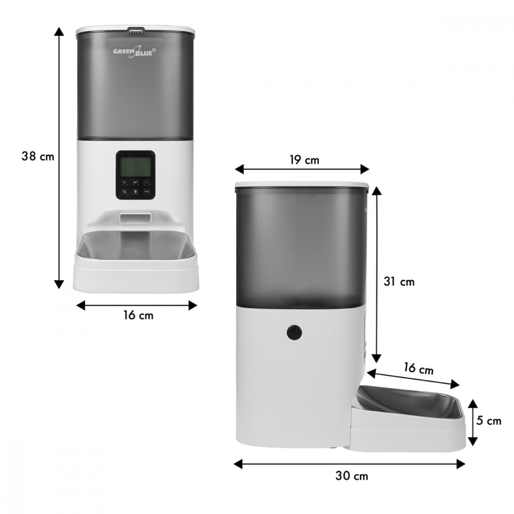Gyvūnų ėdalo dozatorius GreenBlue GB393, pilkas