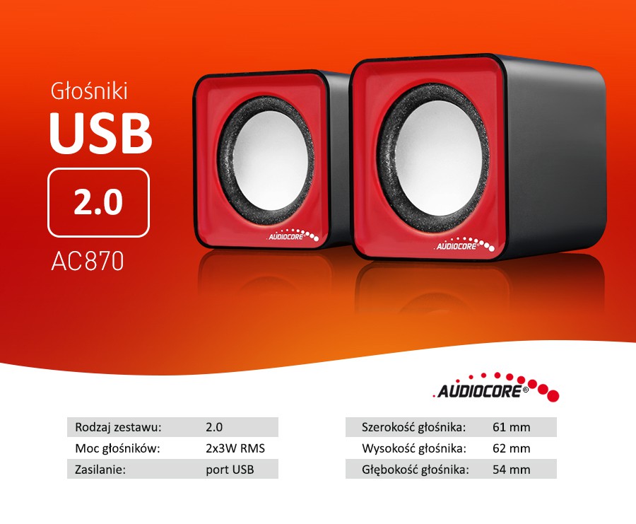 Kompiuteriniai garsiakalbiai Audiocore AC870R, raudona