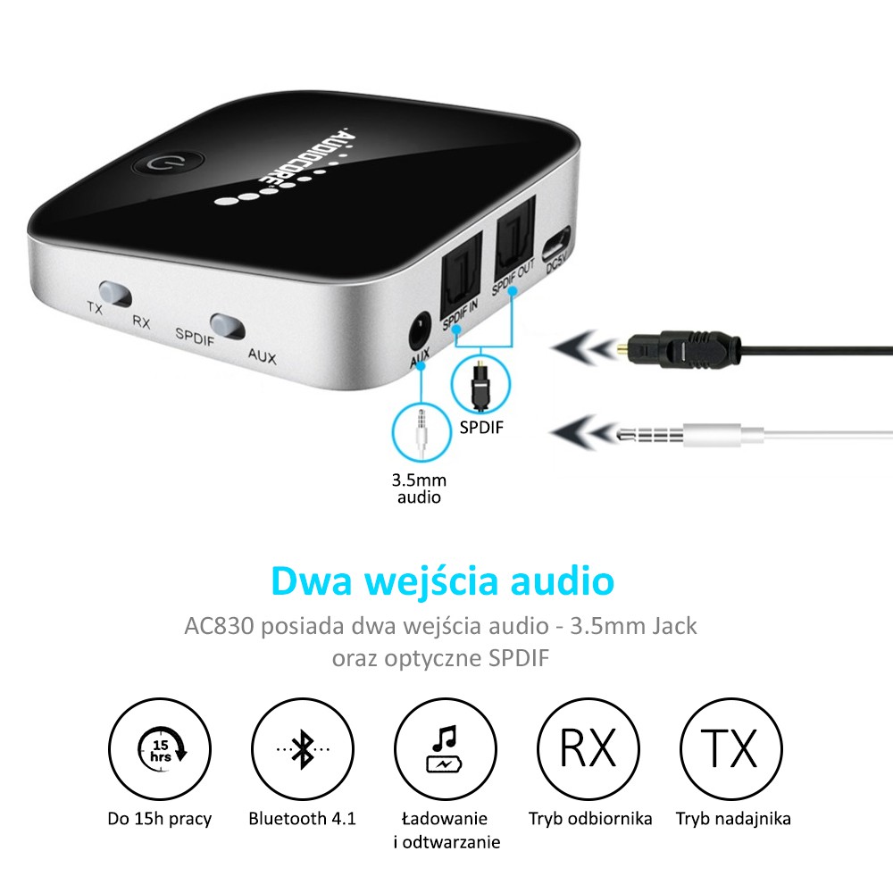 Audiocore - adapter bluetooth 2w1 ac830 transmiter