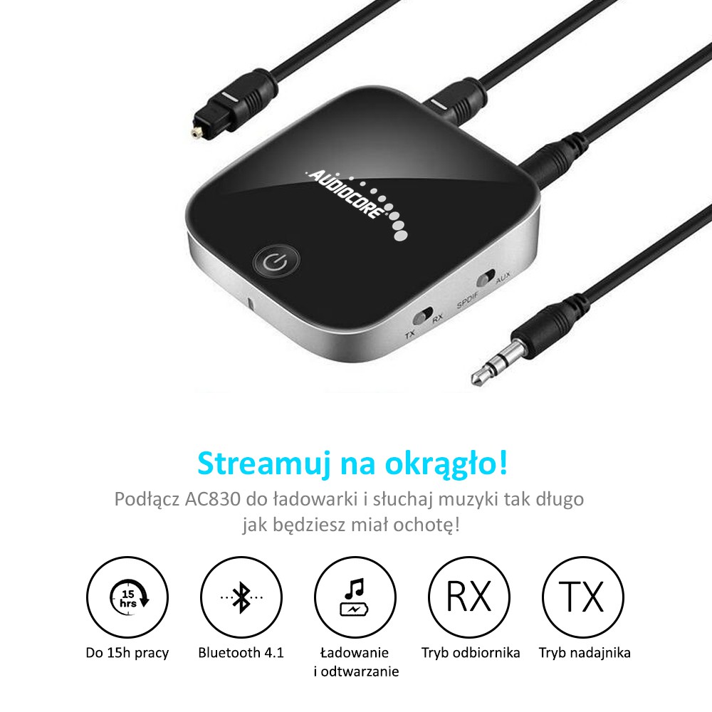 Audiocore - adapter bluetooth 2w1 ac830 transmiter