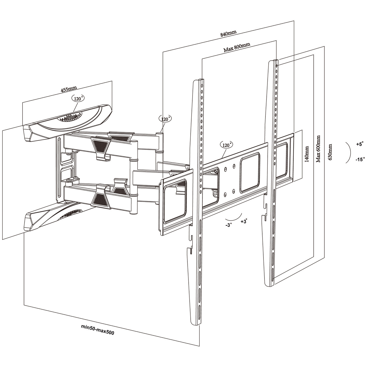 Tv laikiklis maclean, vesa 800x600, 43-100