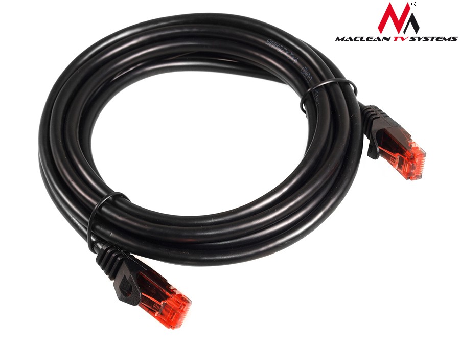 Tinklo laidas maclean mctv-740 patchcord utp cat6 cable plug-plug 1m black