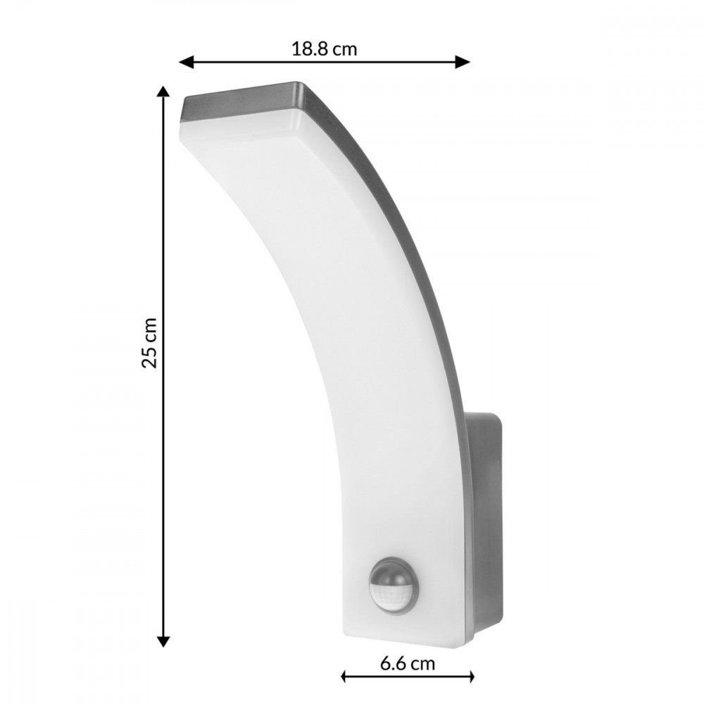Maclean LED lempa su judesio jutikliu, PIR judesio jutiklis, pilka spalva, 20W, IP65, 2000lm, neutrali balta spalva (4000K) MCE5