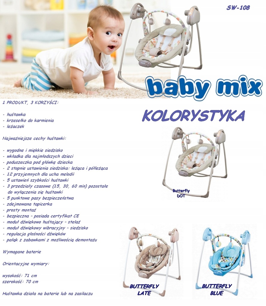 Baby Mix elektroninės supynės