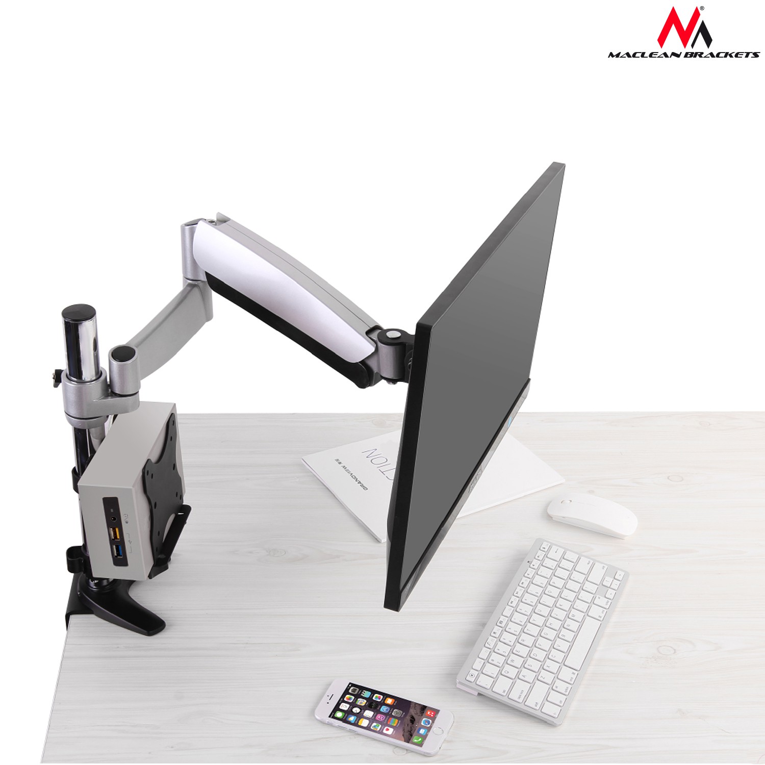 Monitoriaus laikiklis universalus laikiklis maclean mc-720, 5kg, juodas