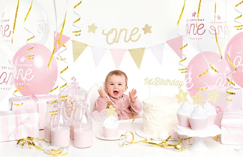 1-ojo gimtadienio dekoracijų rinkinys 1st Birthday Gold