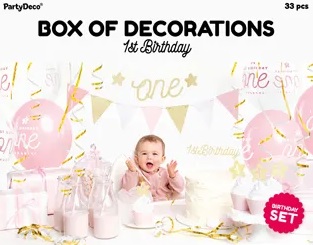 1-ojo gimtadienio dekoracijų rinkinys 1st Birthday Gold