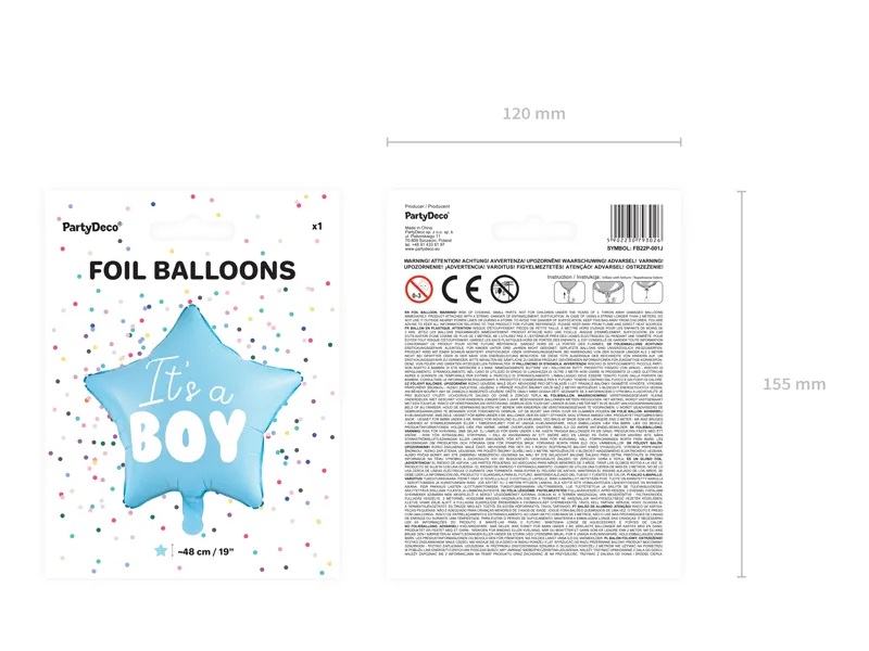 Partydeco folijos balionas, šviesiai mėlynas / it's a boy