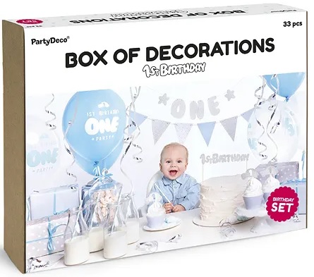 1-ojo gimtadienio dekoracijų rinkinys 1st Birthday Silver
