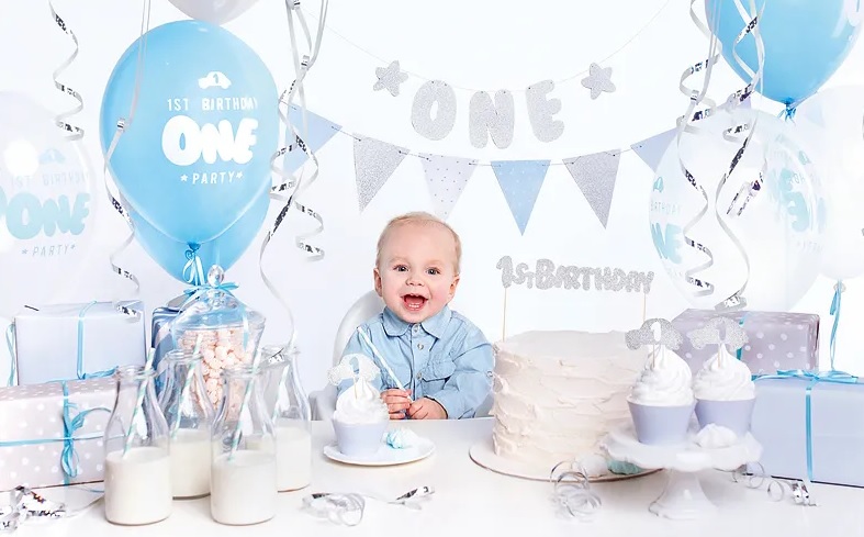 1-ojo gimtadienio dekoracijų rinkinys 1st birthday silver