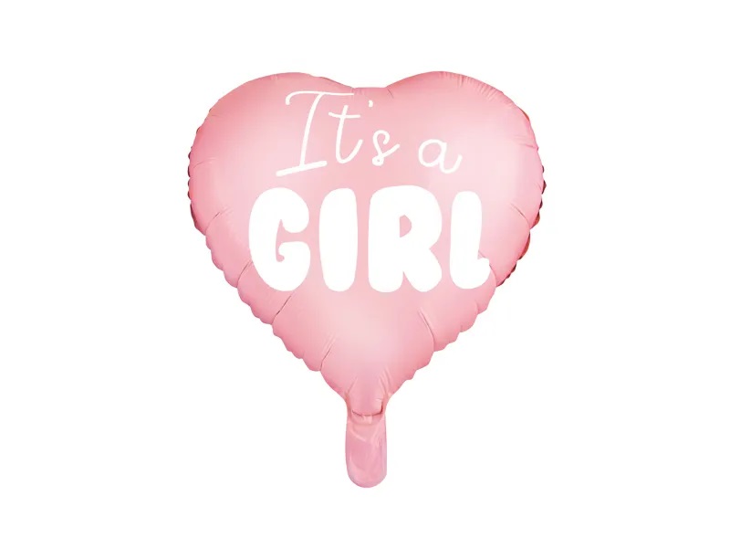 Partydeco folijos balionas, 45 cm, šviesiai rožinis / it`s a girl