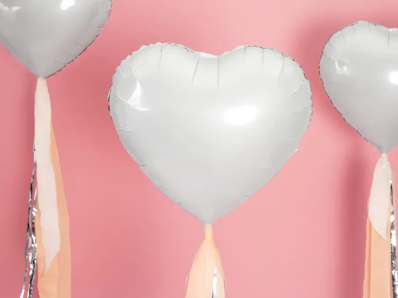 Foliniai balionai Heart 45 cm, balti, 50 vnt.