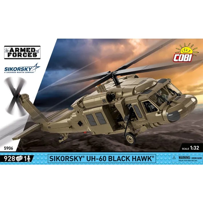 Sikorsky uh-60 black hawk konstravimo rinkinys su 928 detalėmis
