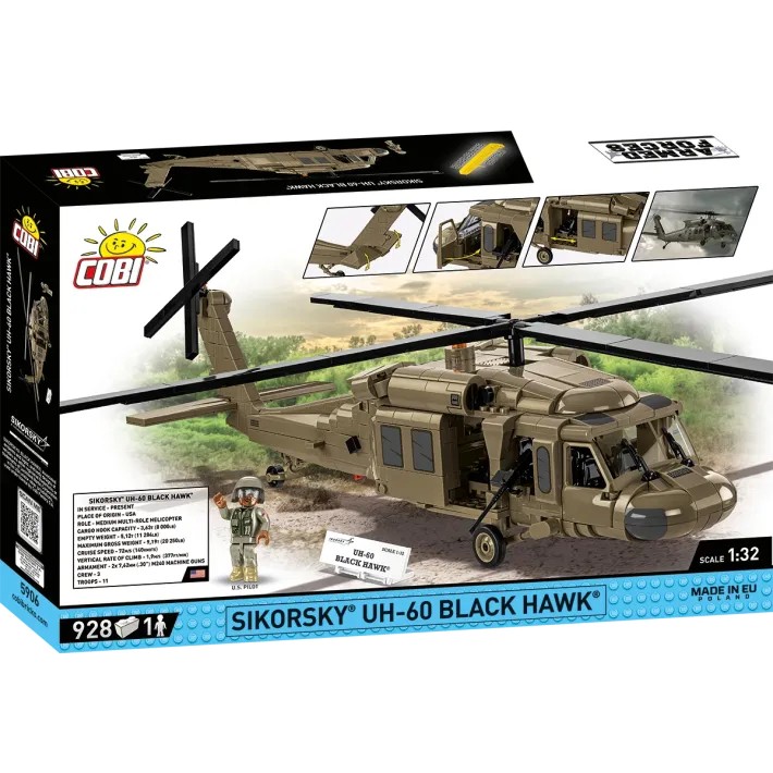 Sikorsky uh-60 black hawk konstravimo rinkinys su 928 detalėmis