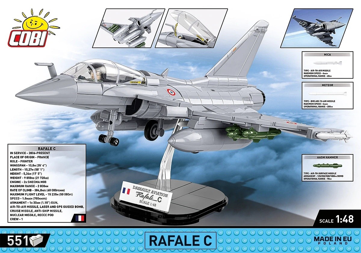 Dassault rafale c konstravimo rinkinys iš 551 detalės