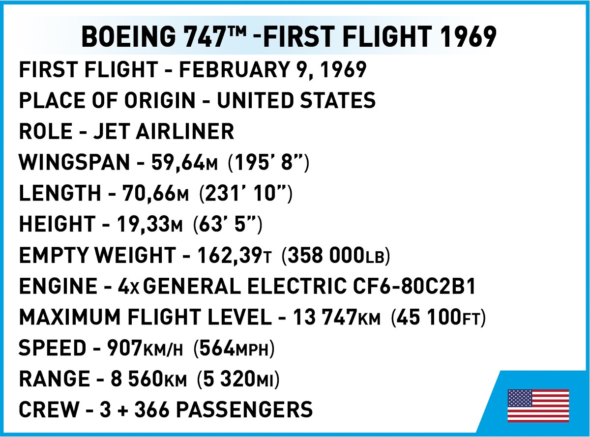 Surenkamas modelis boeing 747 cobi, 26609, 1051 d.